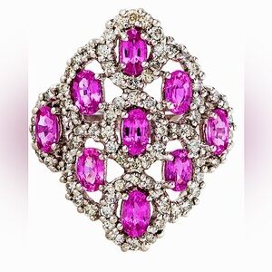 14kt White Gold Pink Sapphire & Diamond Ring